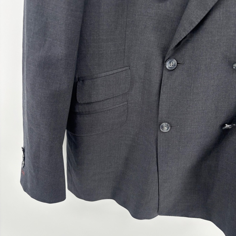 Peter Millar Mens Double Breasted Blazer Charcoal Gray Wool Peak Lapel Jacket - Picture 5 of 16